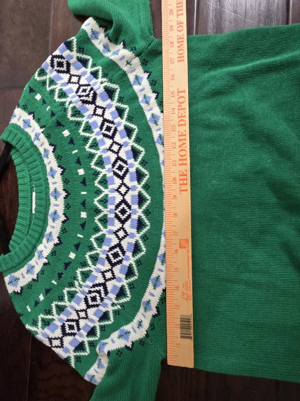 J.Crew Fair Isle Sweater Green Nordic Cotton Crewneck Knit Pullover Medium